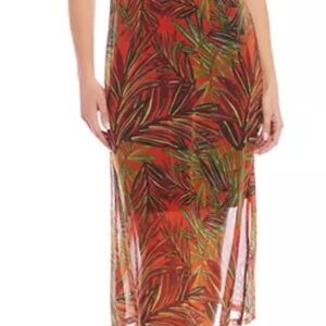 Tropical Leaf Print midi dress